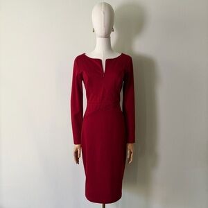 VfShow Vfemage Red Long Sleeve Sheath Midi Dress - Size S - NWOT